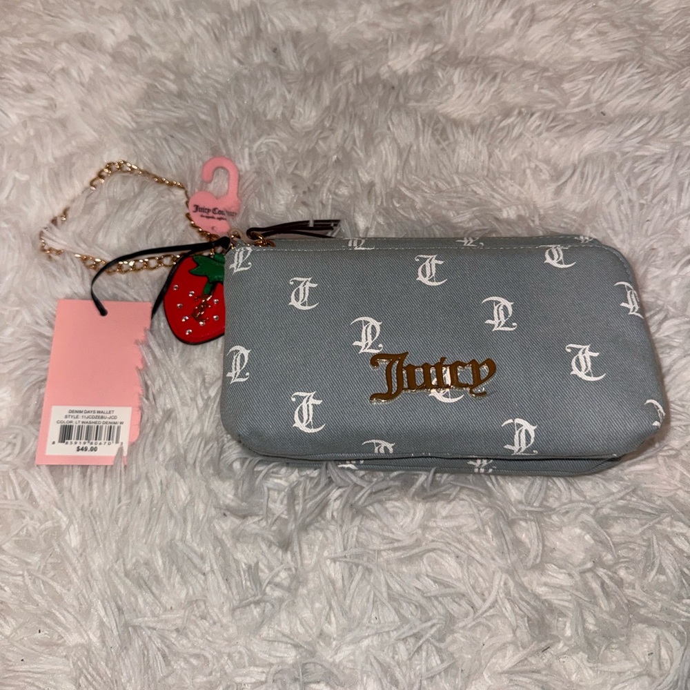 Juicy Couture Denim Days wallet wristlet gold chain Y2K 2000s NWT